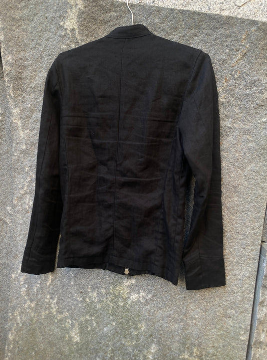 RipVanWinkle 00s Herringbone Linen Stand Collar Zip Jacket