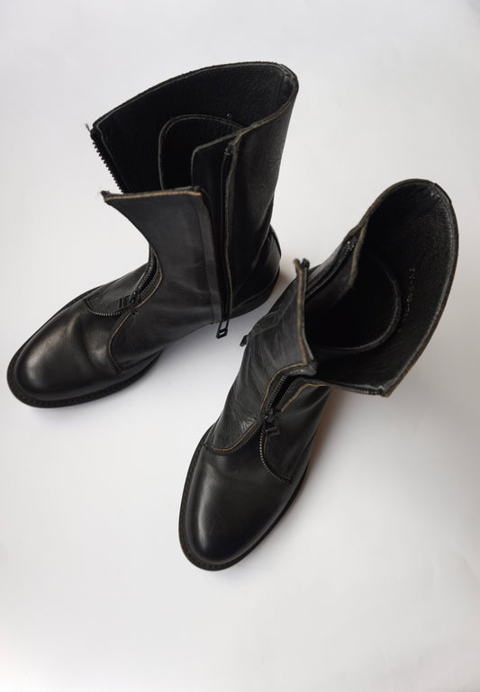 YOHJI YAMAMOTO FEMME Double Zip Leather Boots size2 (about 23.5)