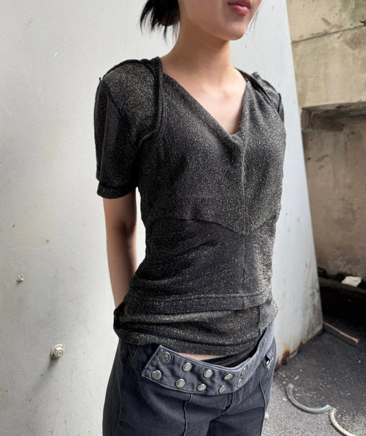 AD2005 JUNYA WATANABE 2 Way Shimmery Knit Top