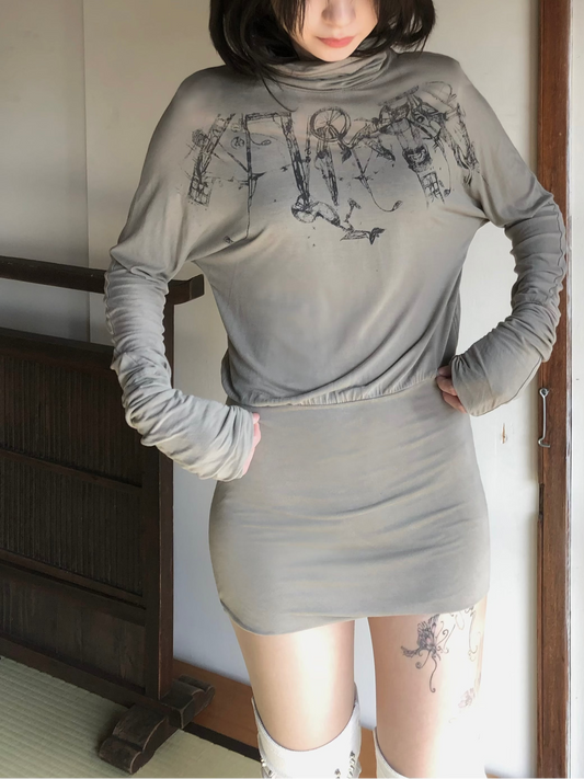 2000s Diesel Graphic Turtleneck