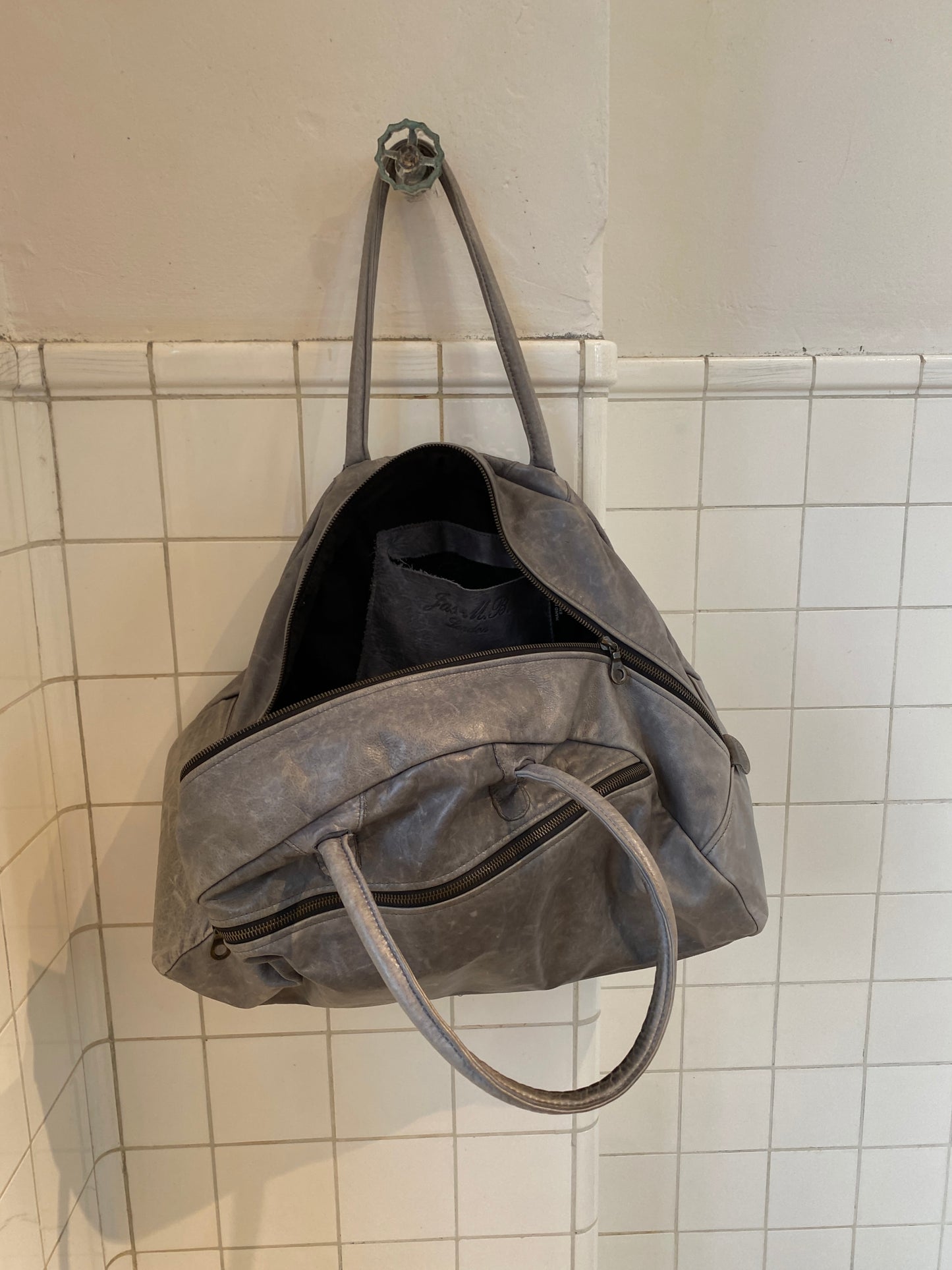 Jas M.B. 2000s Leather Travel Bowling Bag