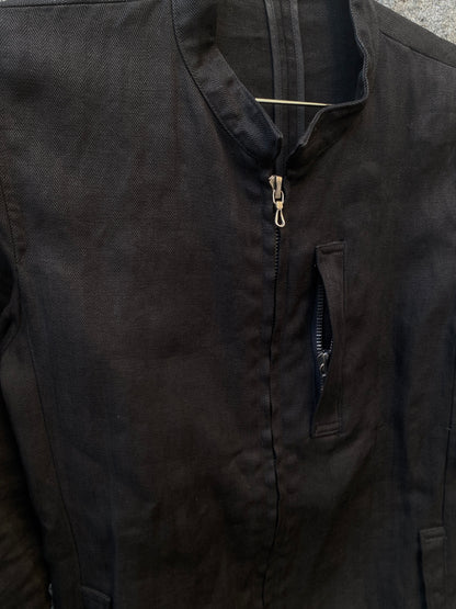 RipVanWinkle 00s Herringbone Linen Stand Collar Zip Jacket