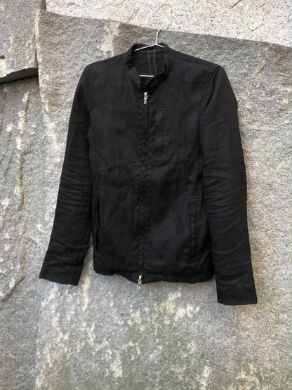 RipVanWinkle 00s Herringbone Linen Stand Collar Zip Jacket