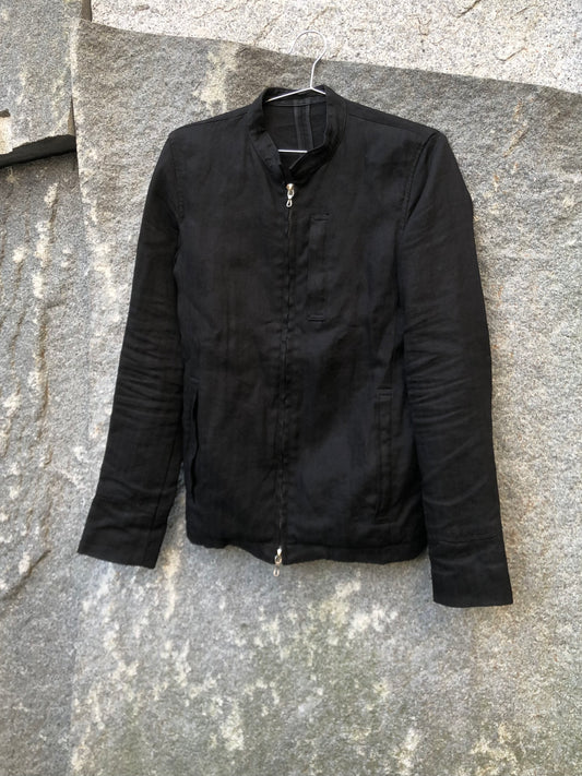 RipVanWinkle 00s Herringbone Linen Stand Collar Zip Jacket