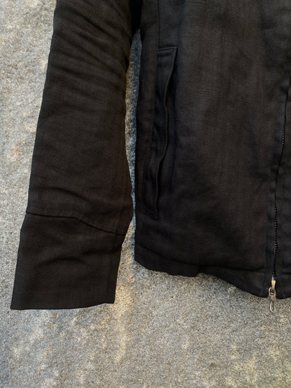 RipVanWinkle 00s Herringbone Linen Stand Collar Zip Jacket