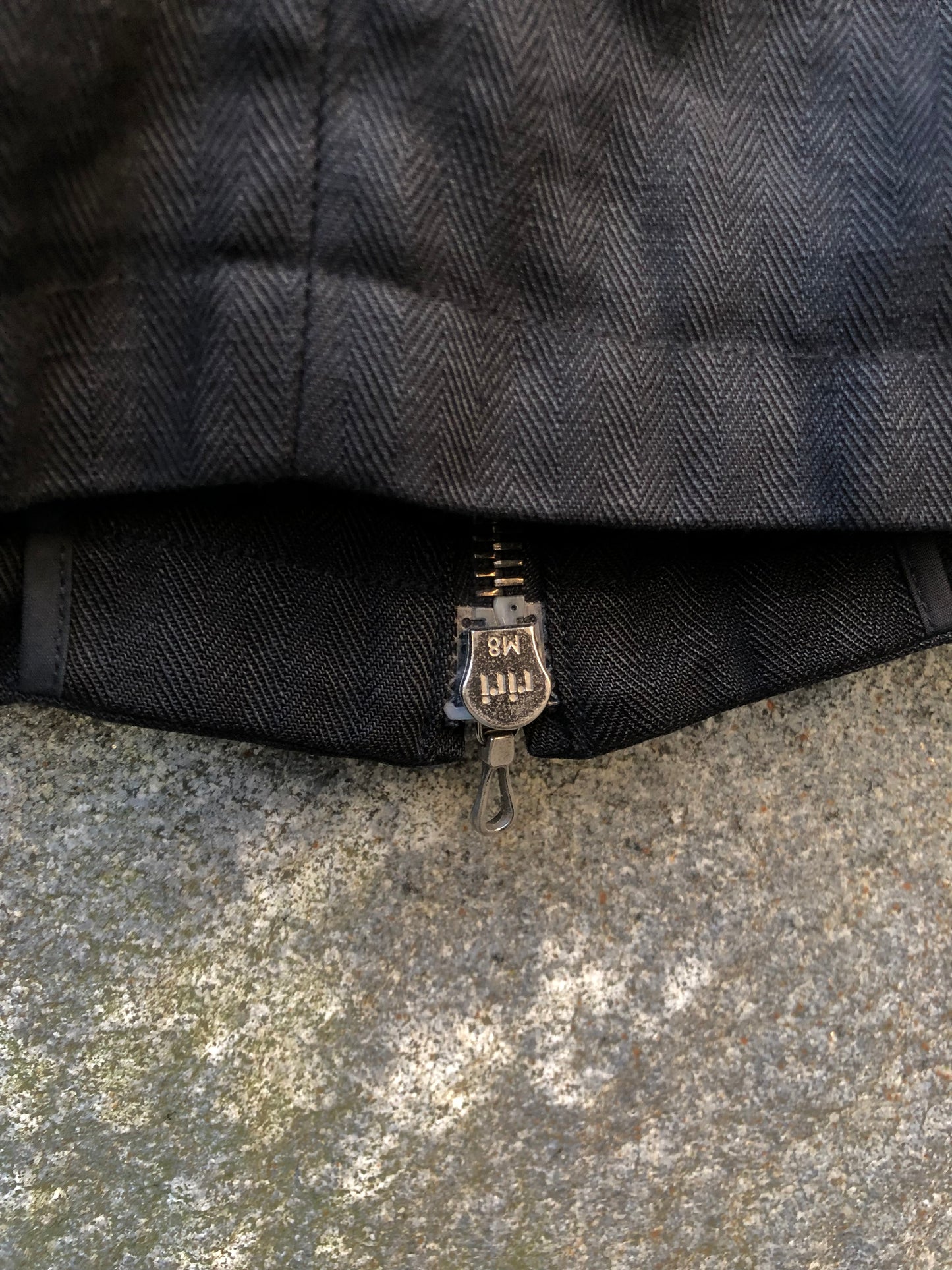 RipVanWinkle 00s Herringbone Linen Stand Collar Zip Jacket