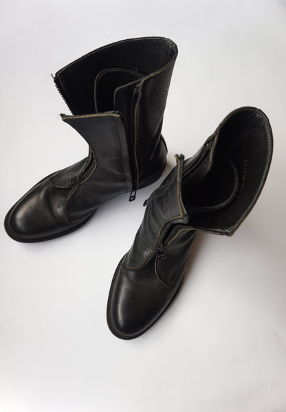 YOHJI YAMAMOTO FEMME Double Zip Leather Boots size2 (about 23.5)