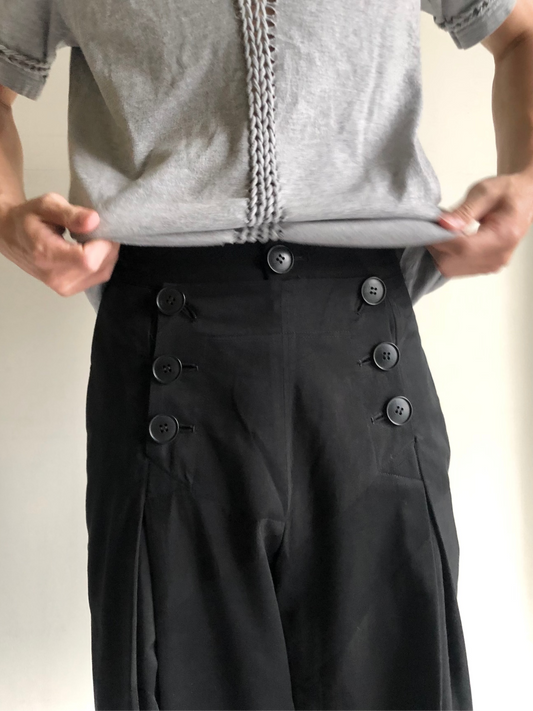 LIMI feu Cotton Silk Panelled Sailor Pants