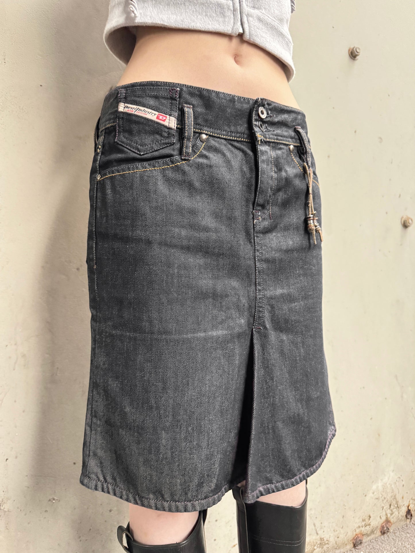 Black washed denim Diesel skirt