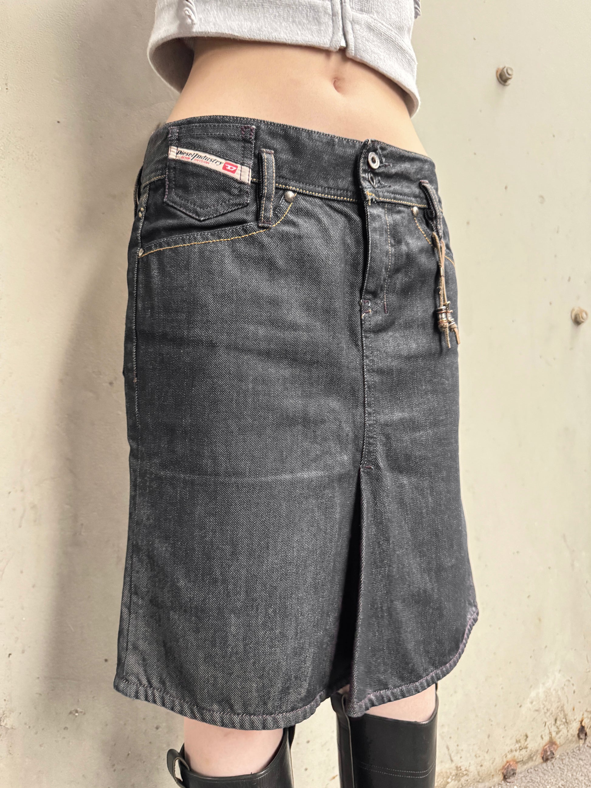 Black washed denim Diesel skirt