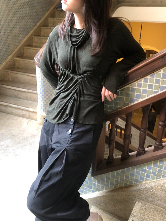 HaaT ISSEY MIYAKE Studded Sheer Ruched Top (sample item)